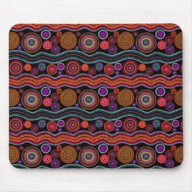 Funky Australian Dot Painting Mouse Pad (Front)