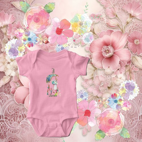 Funky Baby Mom Easter Bunny Floral Monogram Custom Baby Bodysuit