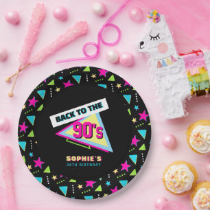 Funky Back To The 90s Retro 30th Birthday Party Paper Plates