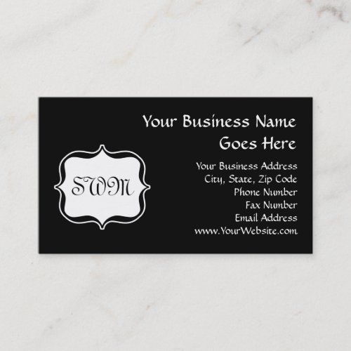 Funky Backside Zebra Black/White Monogram Business Card