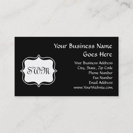 Customizable Funky Backside Zebra Black/White Monogram Business Card