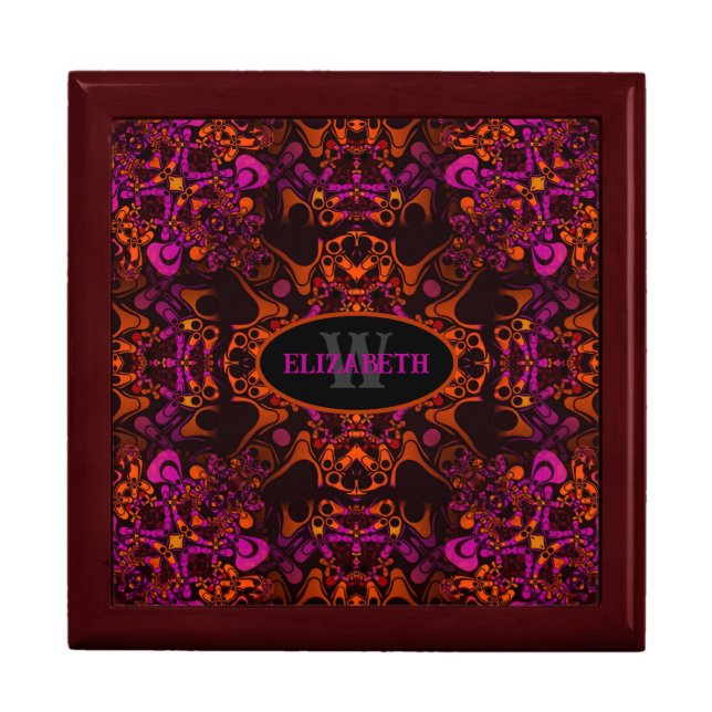 Funky Batik Fusion Orange Pink Design Gift Box (Front)