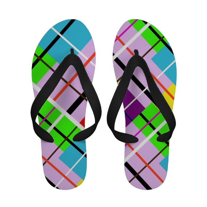 Funky Beach Plaid Flip Flops