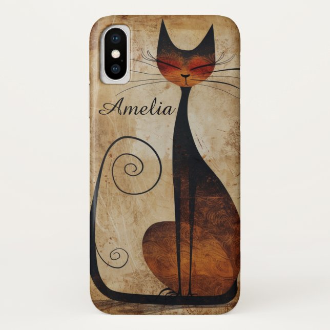 Funky Beautiful Cat Customizable iPhone X Case (Back)