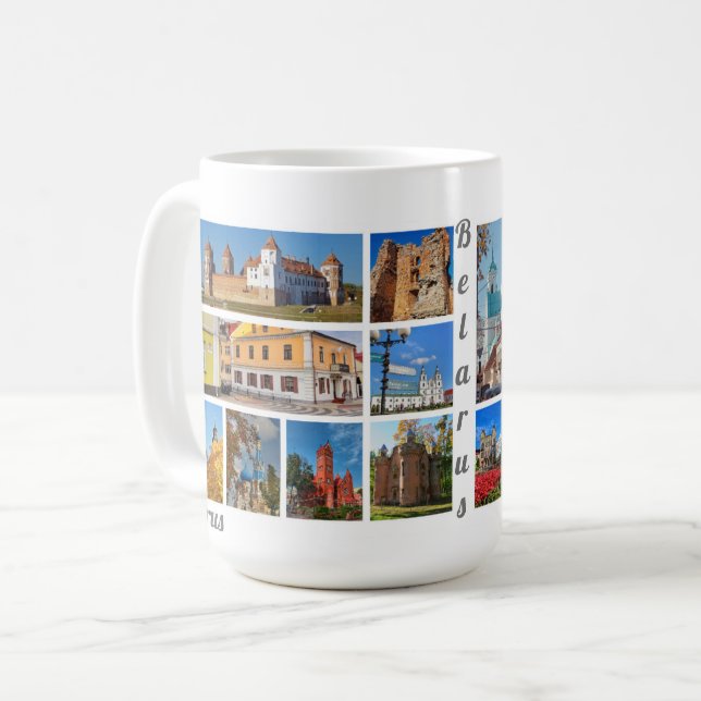 Funky Belarus Architecture Collage Mug Cup (Front Left)