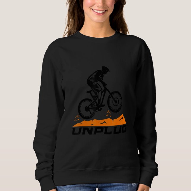 Funky Bike   UNPLUG E BIKE  MTB Road Bike Sweatshirt (Front)