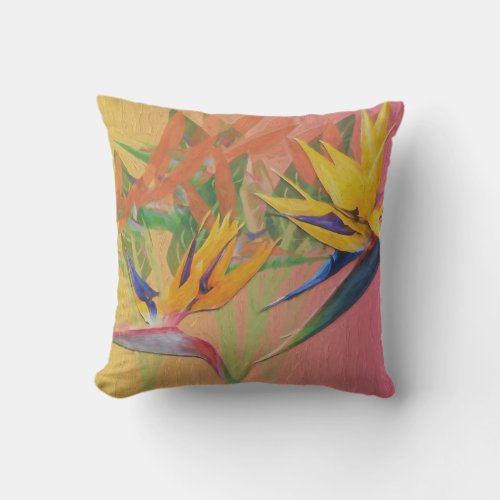 Funky Birds Of Paradise Outdoor Pillow