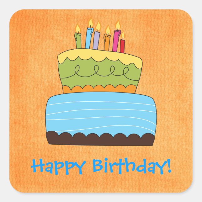 Funky Birthday Cake Happy Wishes Sticker (Front)
