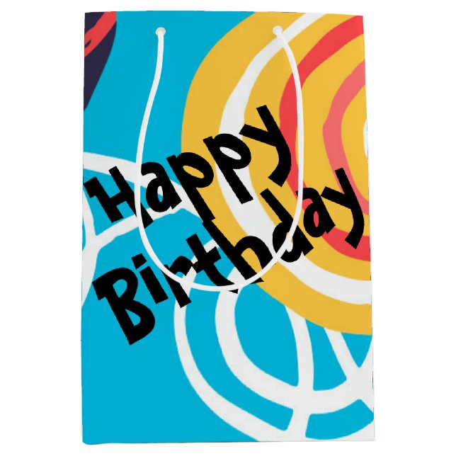 Funky Birthday Doodles Abstract Medium Gift Bag (Front)