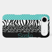 Funky Black and Blue Patterns Personalized Case-Mate iPhone Case (Back (Horizontal))