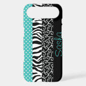 Funky Black and Blue Patterns Personalized Case-Mate iPhone Case (Back)