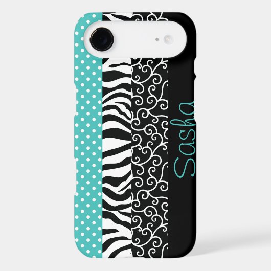 Funky Black and Blue Patterns Personalized Case-Mate iPhone Case (Back)