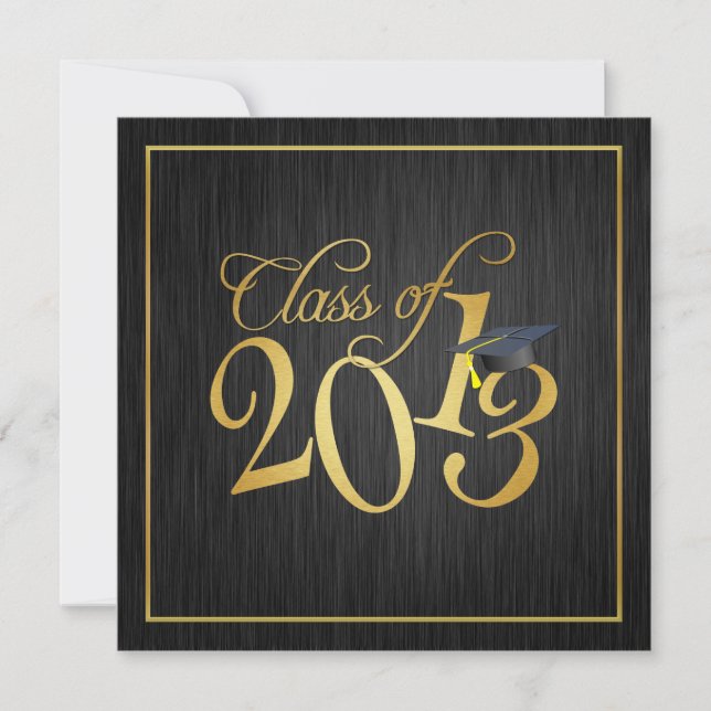 Funky Black and Gold Class of 2013 Invitation (Front)