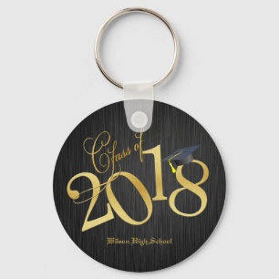 Funky Black and Gold Class of 2018 Graduations Keychain