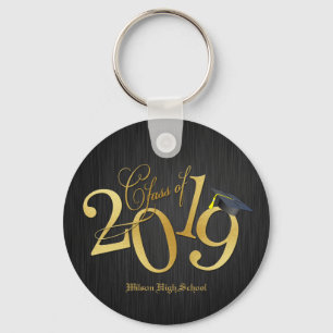 Funky Black and Gold Class of 2019 Graduations Keychain