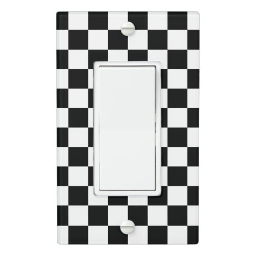 Funky Black And White Checkered Flag Pattern Light Switch Cover