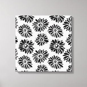 Funky Black and white floral Canvas Print