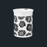 Funky Black and white floral Drink Pitcher<br><div class="desc">Cute pattern with flowers,  modern,  elegant,  trendy and girly.</div>