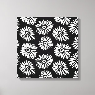 Funky Black and white flowers Canvas Print
