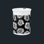 Funky Black and white flowers Drink Pitcher<br><div class="desc">Cute pattern with flowers,  modern,  elegant,  trendy and girly.</div>