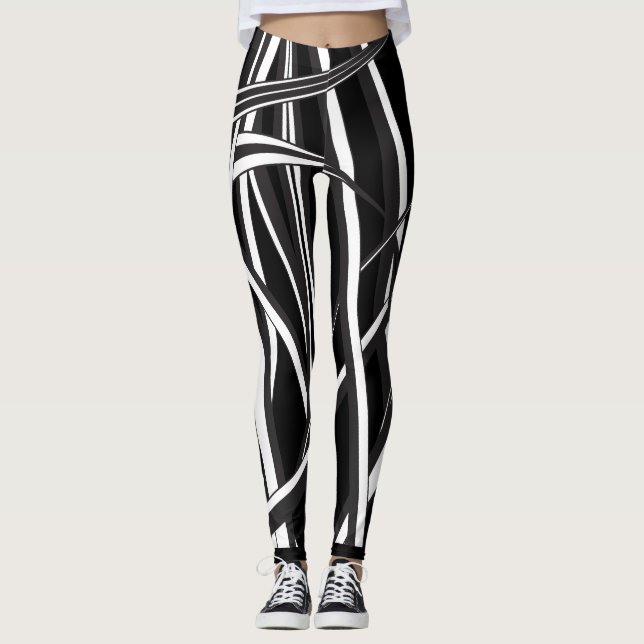 Funky black and white unique desined leggings. leggings (Front)