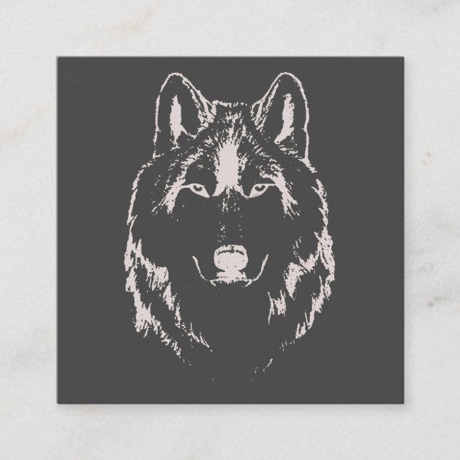 Funky Black And White Wolf Face Head Sketch Enclosure Card (Front)