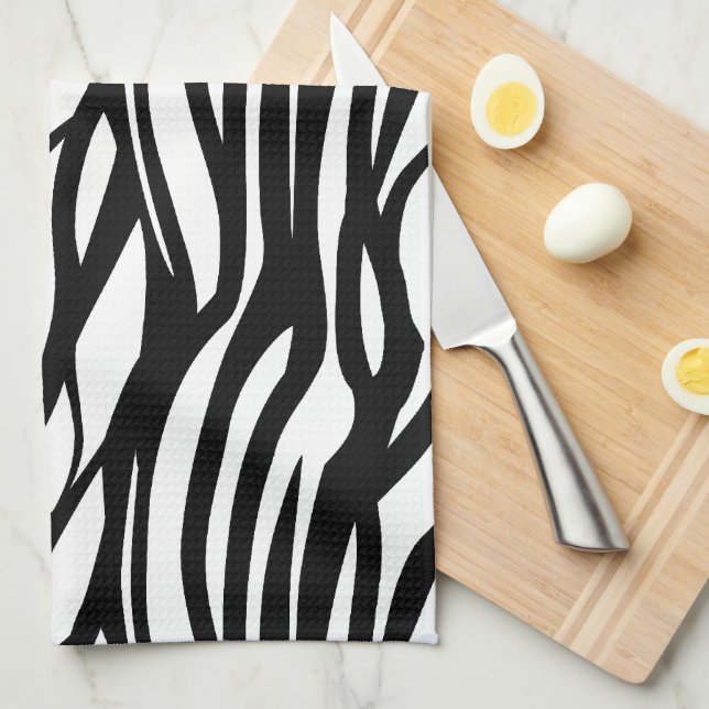Funky Black and White Zebra Print Kitchen Towel (Quarter Fold)