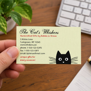 Funky Black Cat Curious Peeking Kitty Cute Funny Business Card