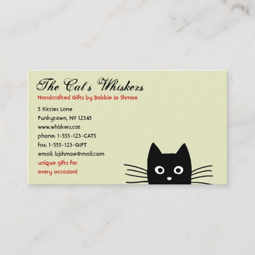 Customizable Funky Black Cat Customizable Business Card Templates