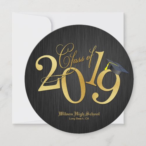 Funky Black  Gold Class of 2019 Graduation Invitation