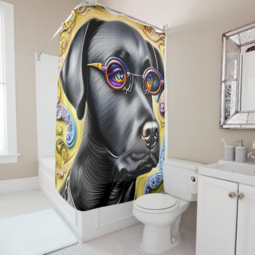 Funky Black Labrador Shower Curtain