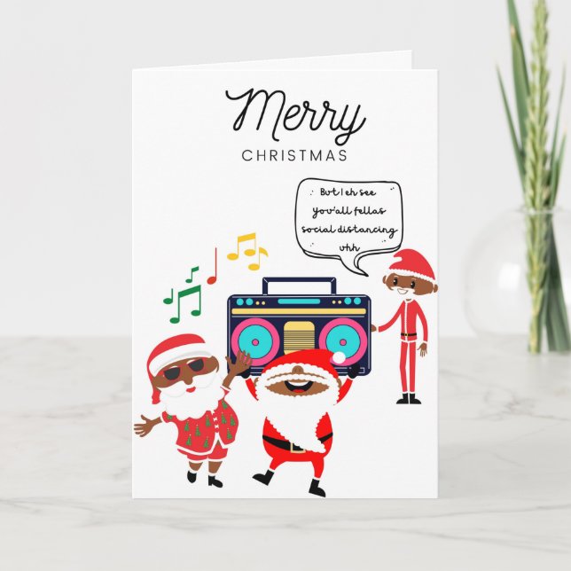 Funky Black Santa Christmas Card 003 (Front)
