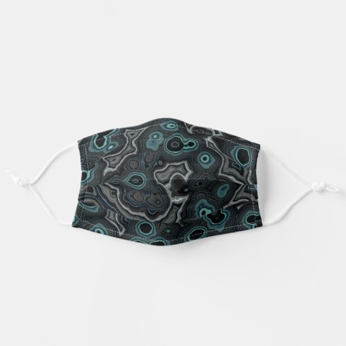 Funky Black Teal Blue Green Gray Marble Pattern Adult Cloth Face Mask