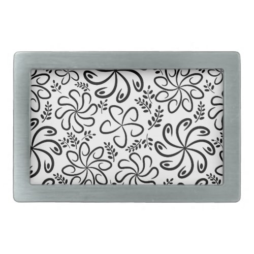 Funky black white flowers Belt Buckle