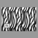 Funky Black / White Monogram Zebra Fabric Placemat