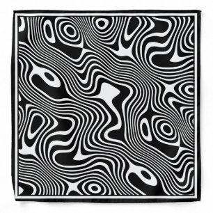 Funky Black/White Quirky Winding Graphic Stripes Bandana