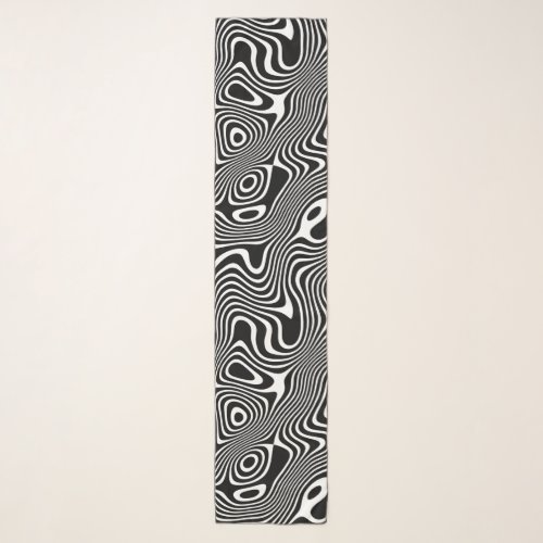 Funky BlackWhite Quirky Winding Graphic Stripes  Scarf
