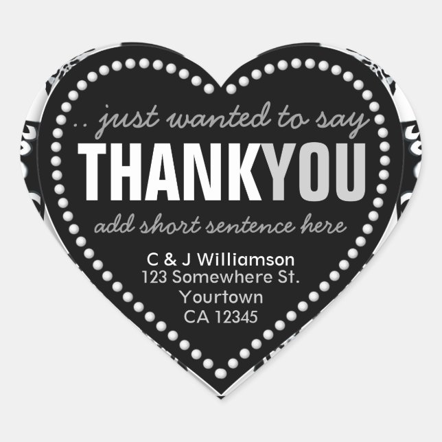 Funky Black White Tribal Thank You Sticker (Front)