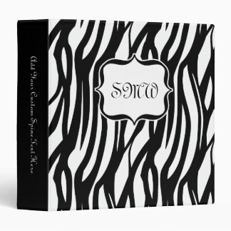 Funky Black/White Zebra Monogram Binder