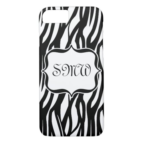 Funky BlackWhite Zebra Monogram iPhone 87 Case