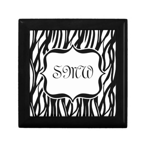 Funky BlackWhite Zebra Monogram Gift Box