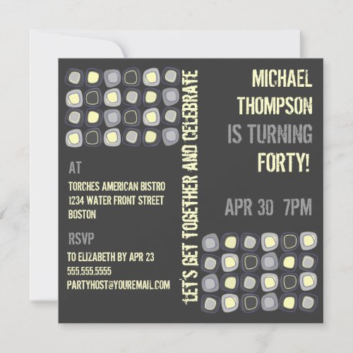 Funky Blocks Adult Birthday Party Invitation