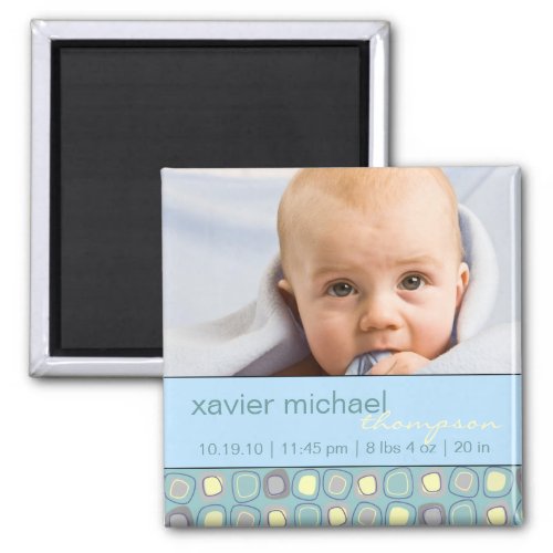 Funky Blocks Baby Photo Magnet