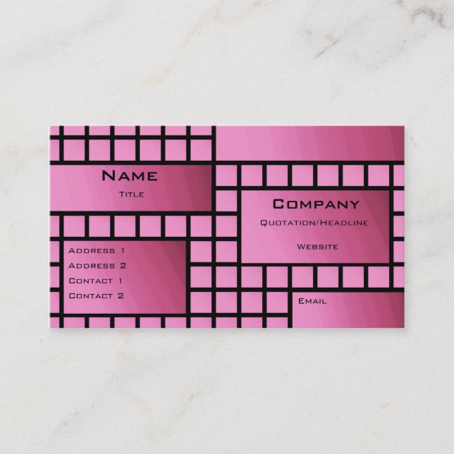 Funky Blocks Business Card, Deep Pink Business Card (Front)