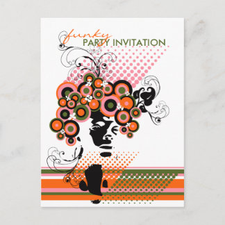 Funky Bloom Hair *01 Party Invitation Postcard