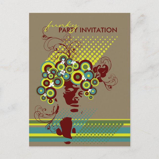 Funky Bloom Hair *02 Party Invitation Postcard (Front)