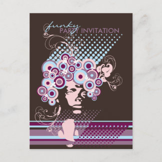 Funky Bloom Hair *03 Party Invitation Postcard