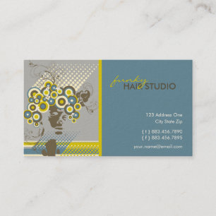 Funky Bloom Hair Floral Mod Circles Retro Abstract Business Card