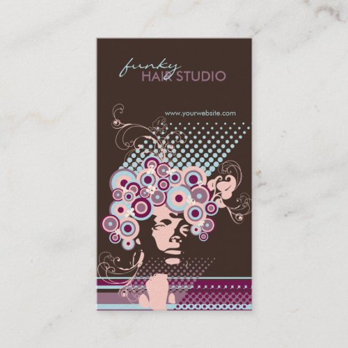 Funky Bloom Hair Floral Mod Circles Retro Abstract Business Card