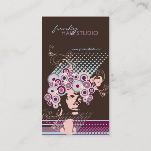 Customizable Funky Bloom Hair Floral Mod Circles Retro Abstract Business Card